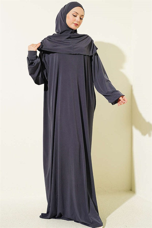 Hooded Prayer Dress, Dark Gray