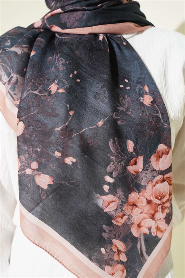 120 cm Floral Soft Scarf Latte