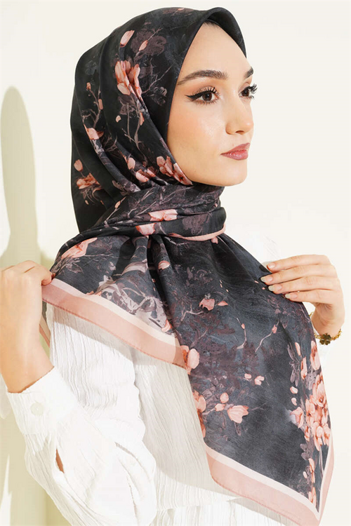 120 cm Floral Soft Scarf Latte