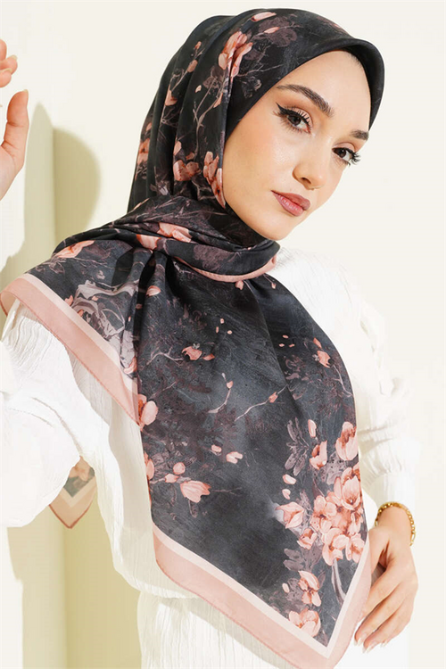 120 cm Floral Soft Scarf Latte