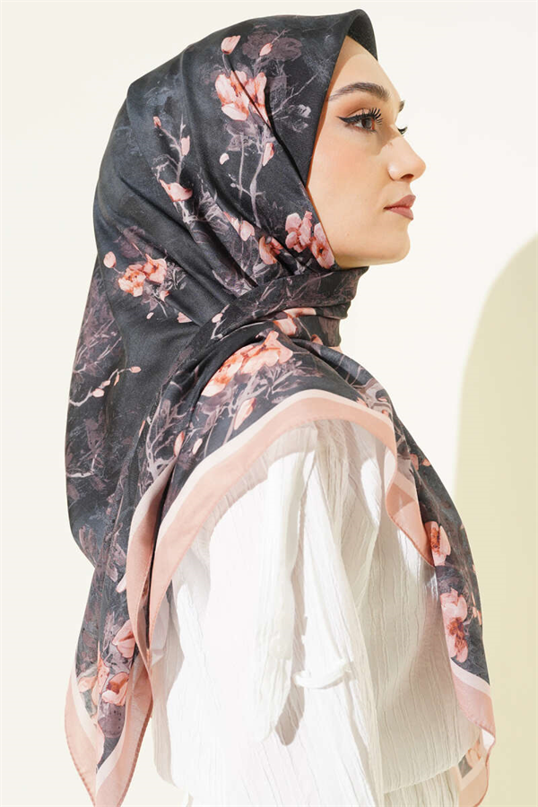 120 cm Floral Soft Scarf Latte