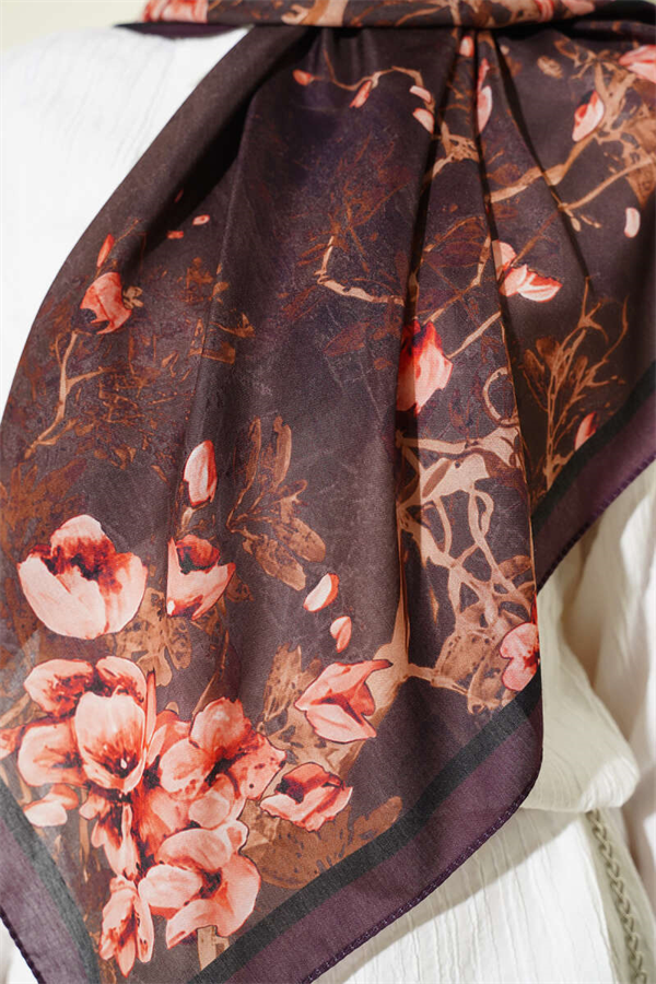 120 cm Floral Soft Scarf, Plum