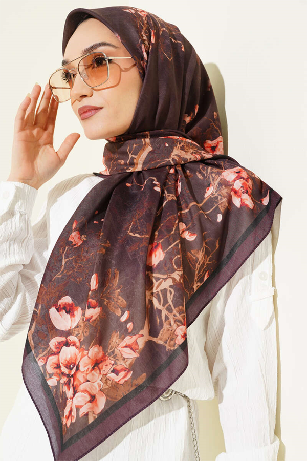120 cm Floral Soft Scarf, Plum