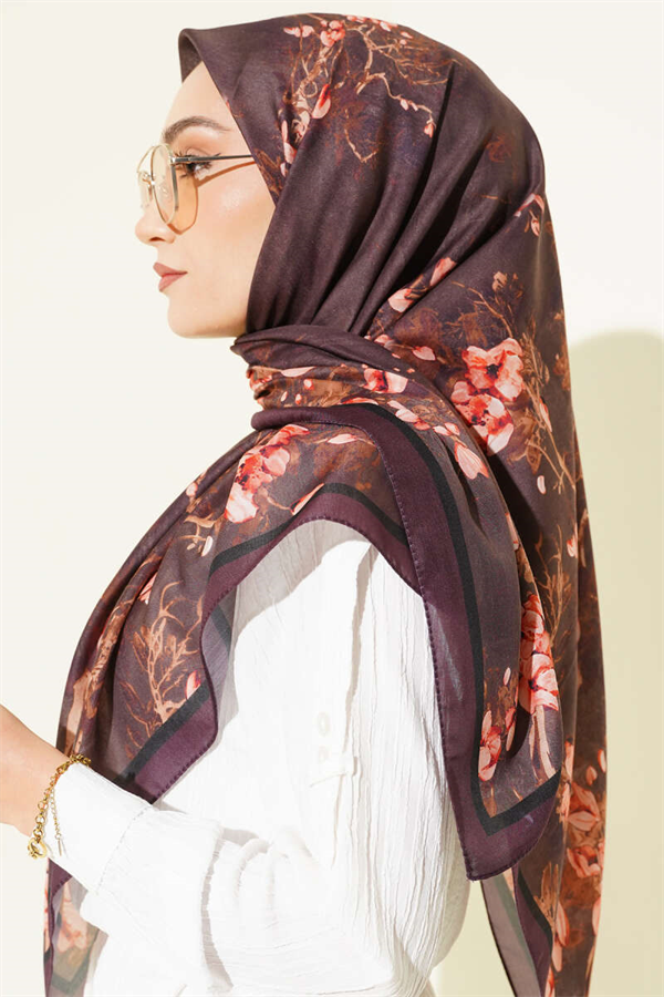 120 cm Floral Soft Scarf, Plum