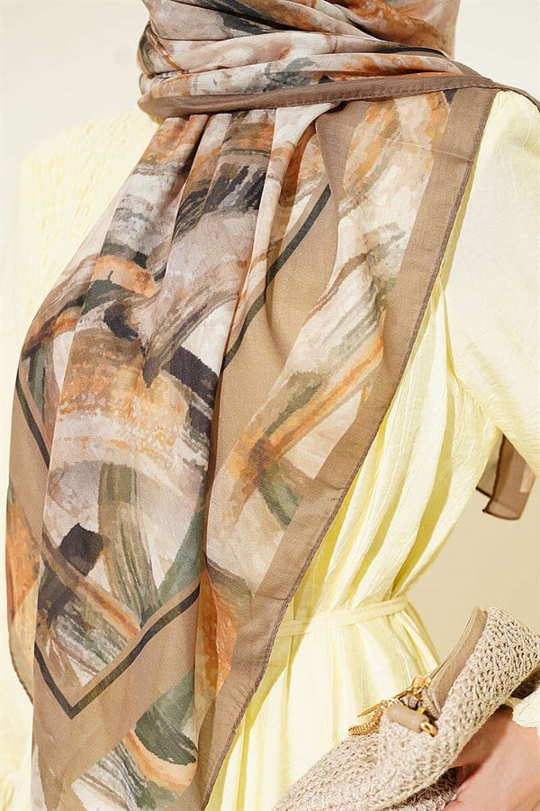 120 cm Brush Pattern Scarf, Dark Green