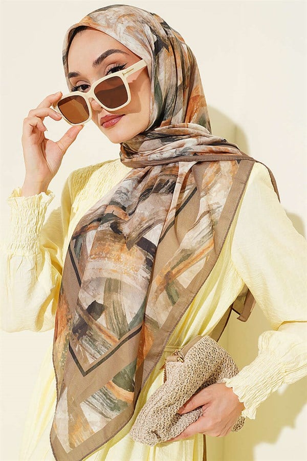 120 cm Brush Pattern Scarf, Dark Green