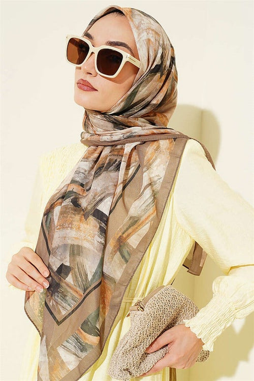 120 cm Brush Pattern Scarf, Dark Green