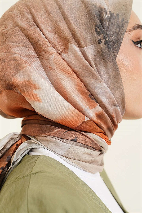 120 cm Flower Pattern Scarf, Light Green