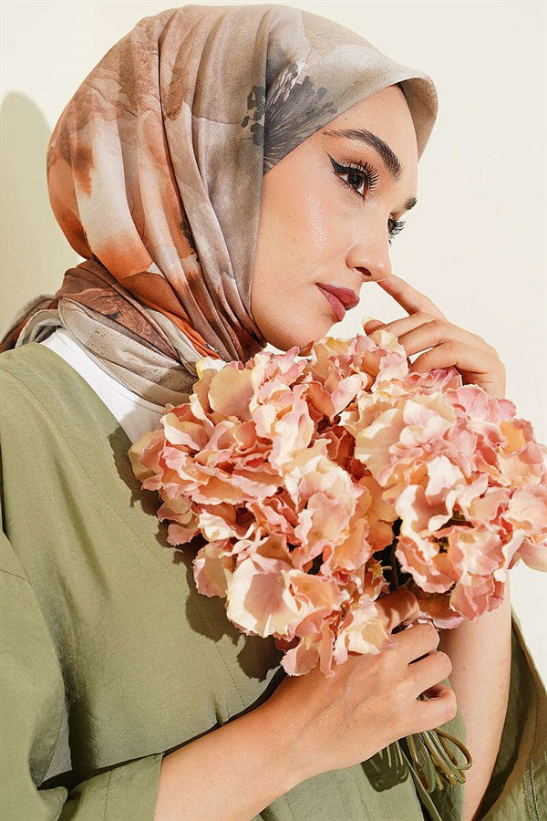 120 cm Flower Pattern Scarf, Light Green