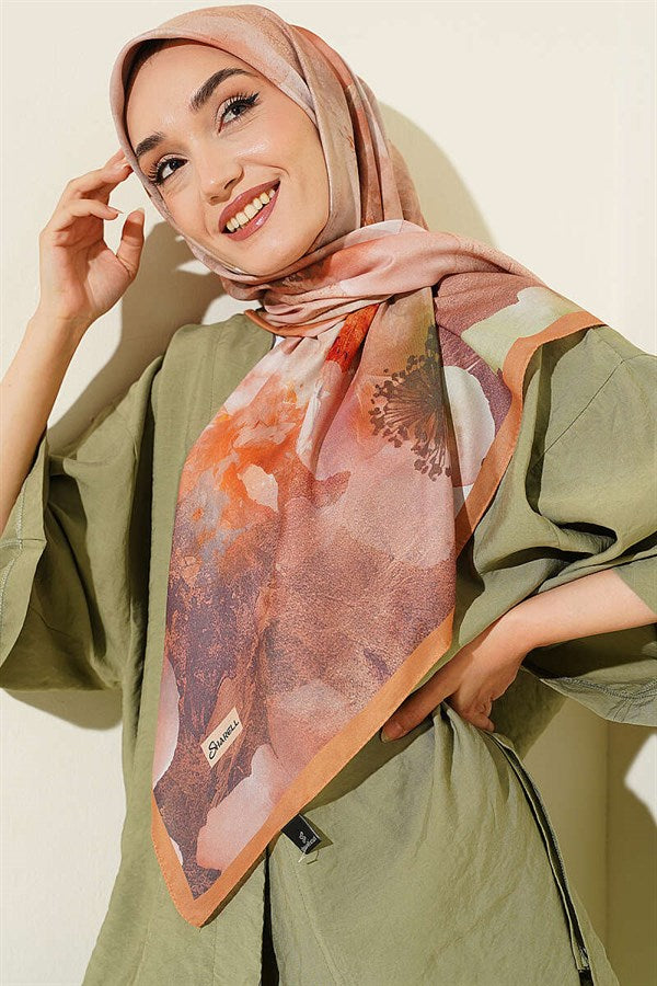 120 cm Flower Pattern Scarf, Camel