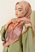 120 cm Flower Pattern Scarf, Camel