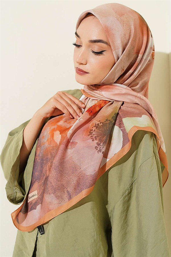 120 cm Flower Pattern Scarf, Camel