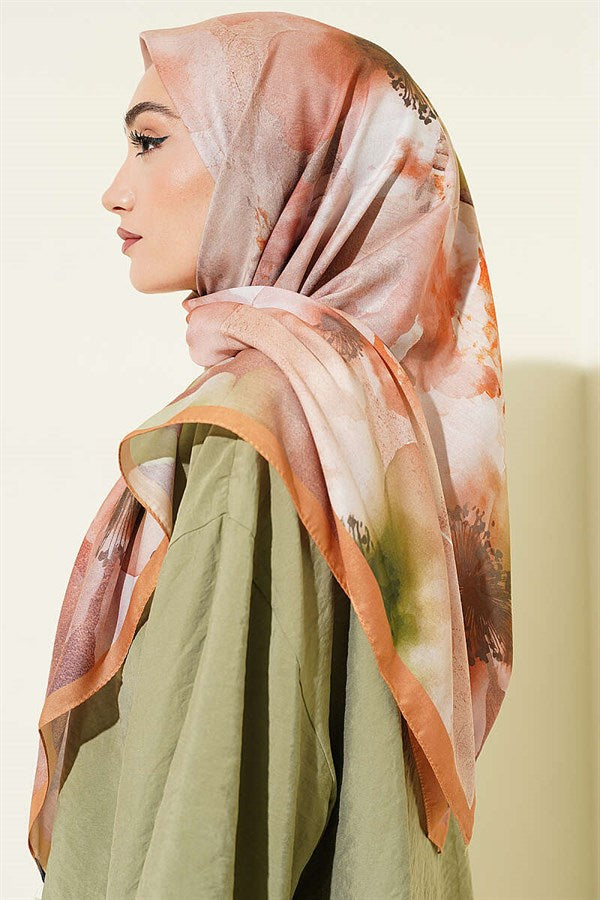 120 cm Flower Pattern Scarf, Camel