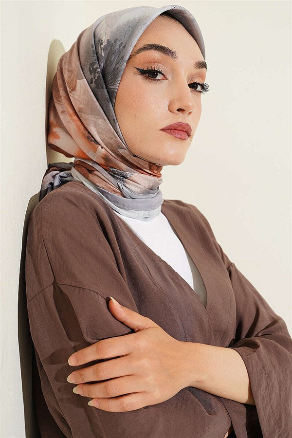 120 cm Flower Pattern Scarf, Grey