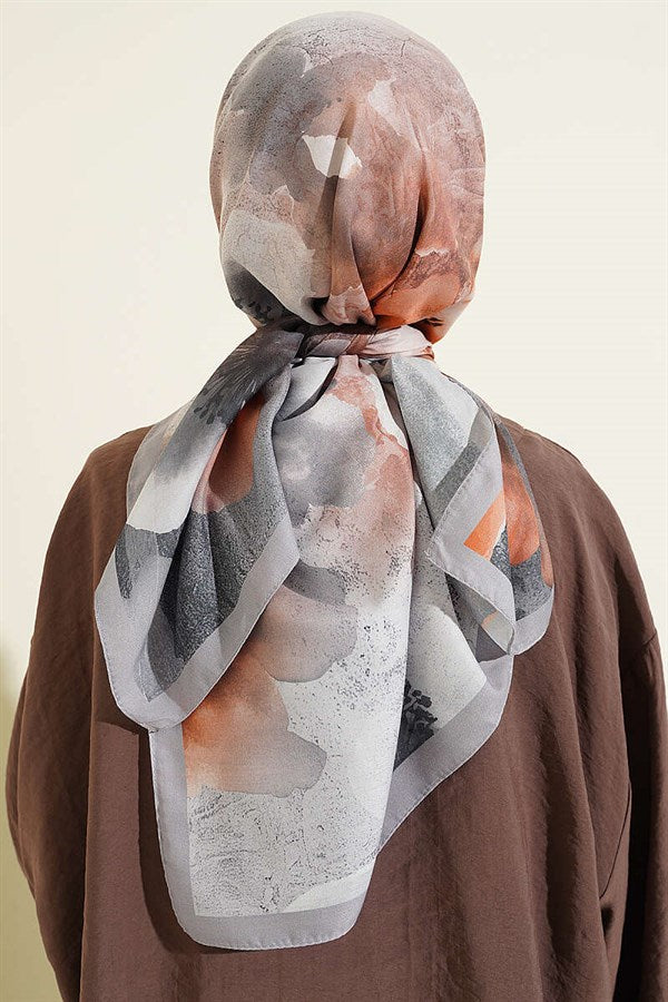 120 cm Flower Pattern Scarf, Grey