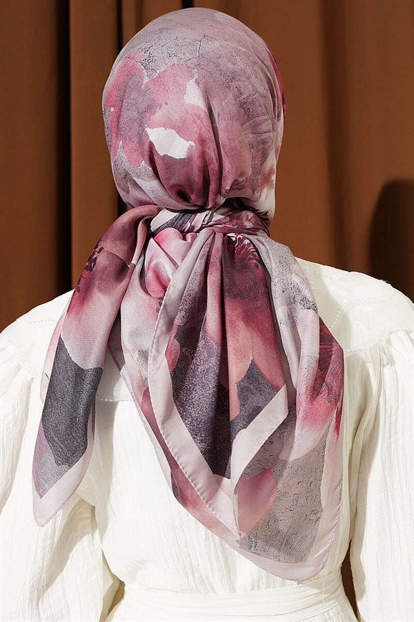 120 cm Flower Pattern Scarf, Rose Pink