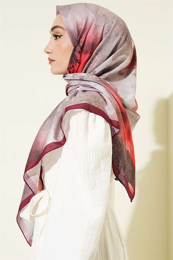 120 cm Flower Pattern Scarf, Plum
