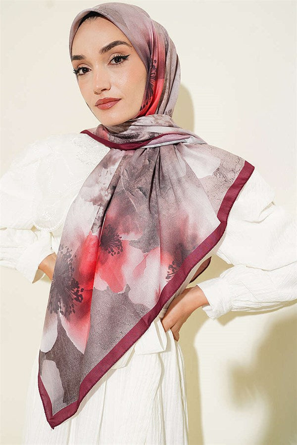 120 cm Flower Pattern Scarf, Plum