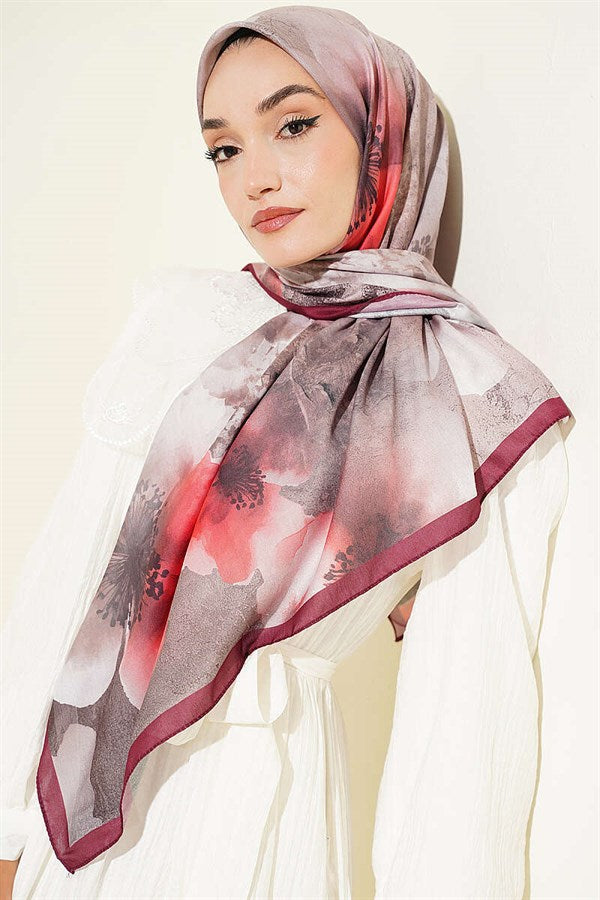 120 cm Flower Pattern Scarf, Plum
