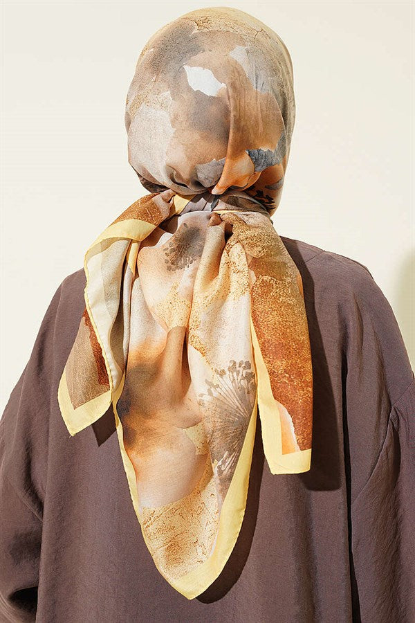 120 cm Flower Pattern Scarf Yellow