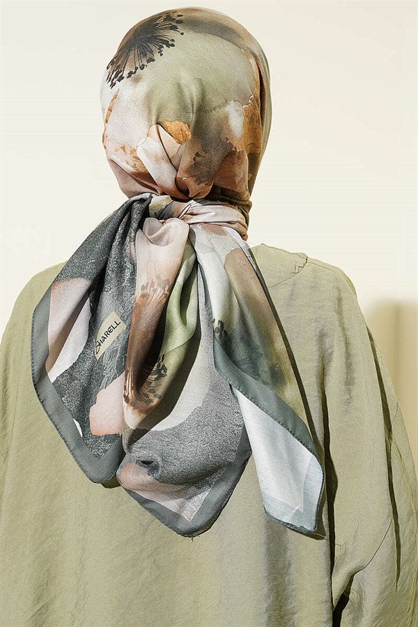 120 cm Flower Pattern Scarf Emerald