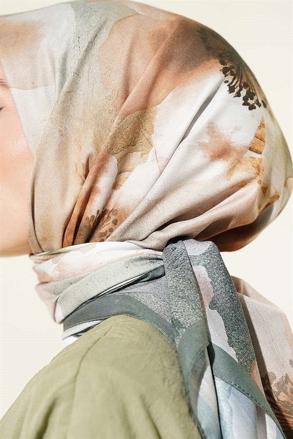 120 cm Flower Pattern Scarf Emerald