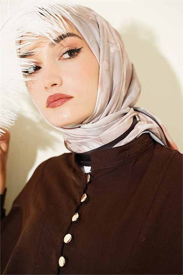 120 cm Pastel Flora Scarf Dark Brown