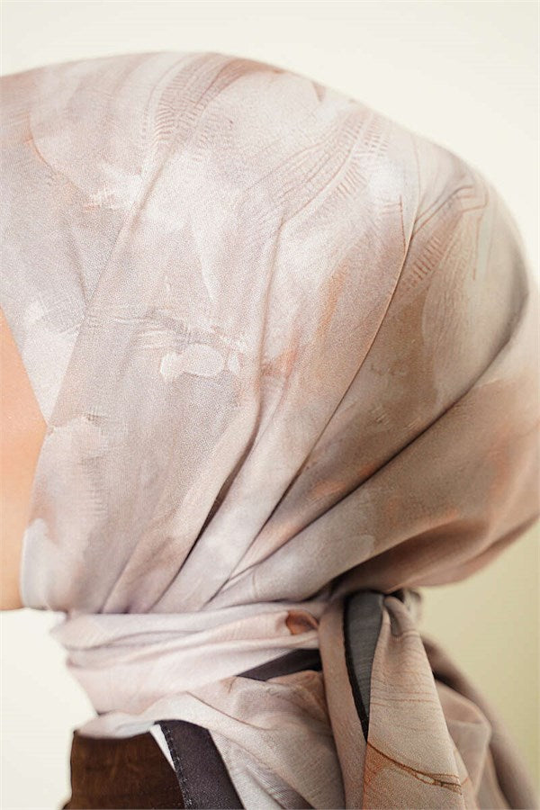 120 cm Pastel Flora Scarf Dark Brown