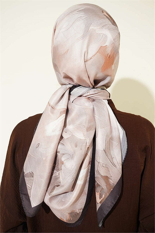 120 cm Pastel Flora Scarf Dark Brown