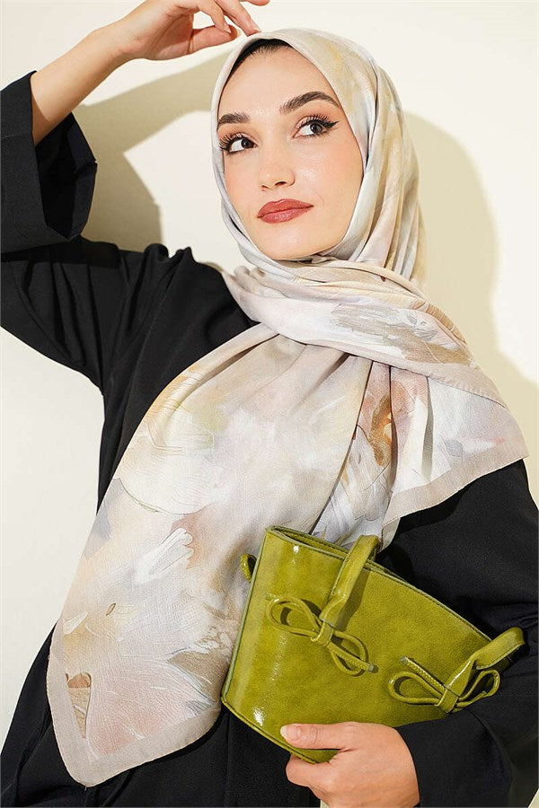120 cm Pastel Flora Scarf Beige