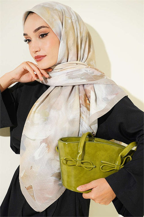 120 cm Pastel Flora Scarf Beige