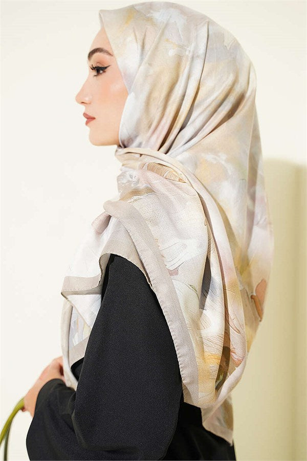 120 cm Pastel Flora Scarf Beige