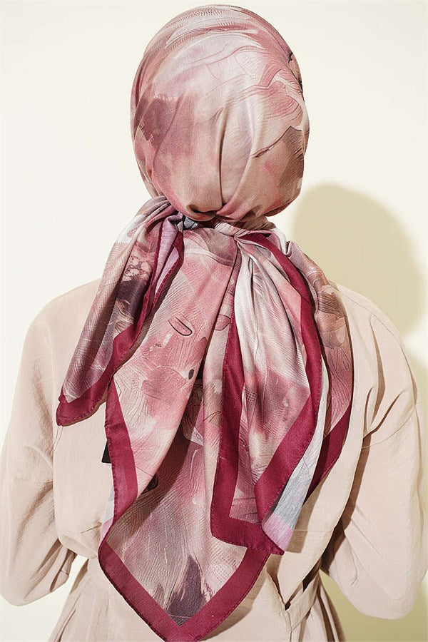 120 cm Pastel Flora Scarf Claret Red