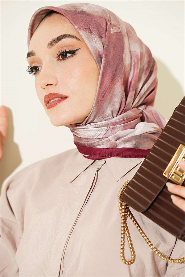 120 cm Pastel Flora Scarf Claret Red