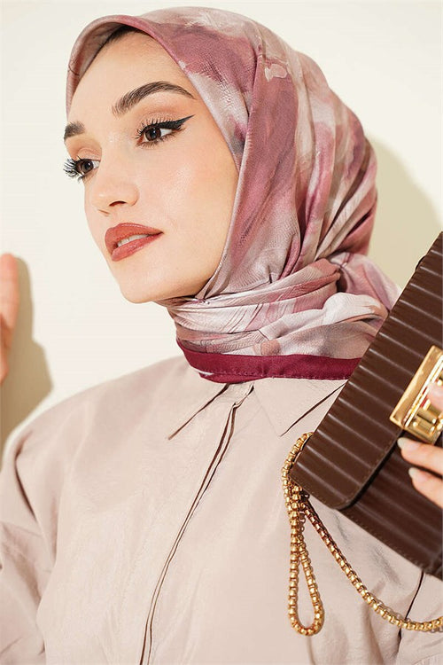 120 cm Pastel Flora Scarf Claret Red