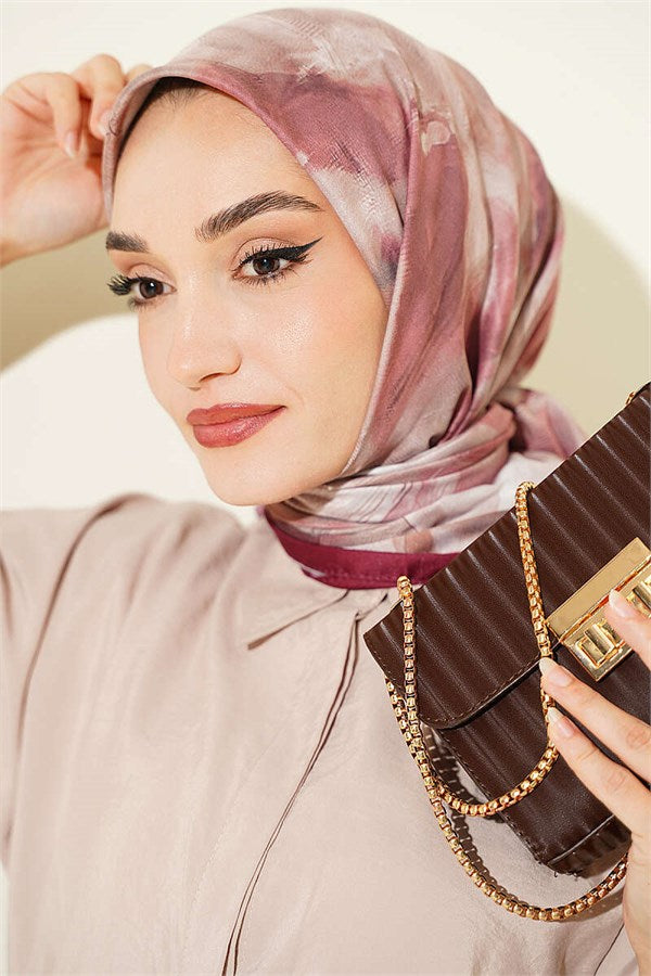 120 cm Pastel Flora Scarf Claret Red