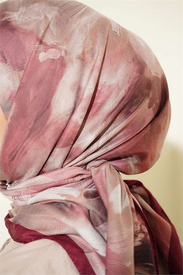 120 cm Pastel Flora Scarf Claret Red