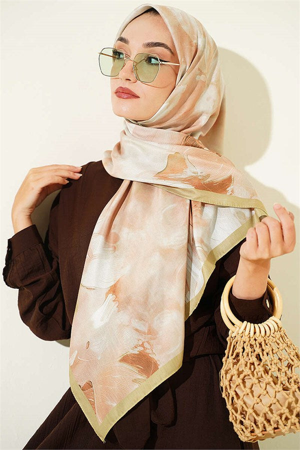 120 cm Pastel Flora Scarf, Light Green