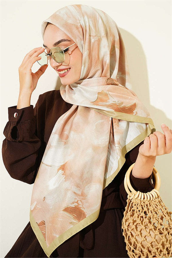 120 cm Pastel Flora Scarf, Light Green