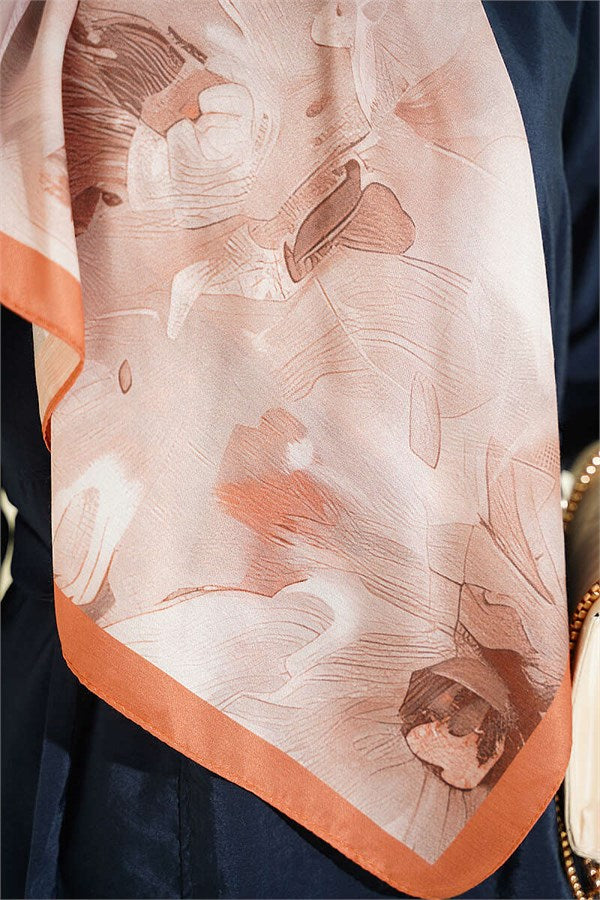 120 cm Pastel Flora Scarf Camel