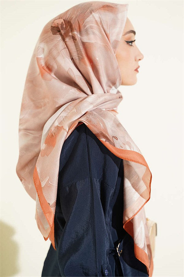 120 cm Pastel Flora Scarf Camel