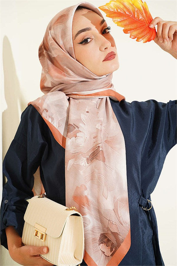 120 cm Pastel Flora Scarf Camel