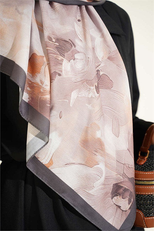 120 cm Pastel Flora Scarf, Smoke Grey