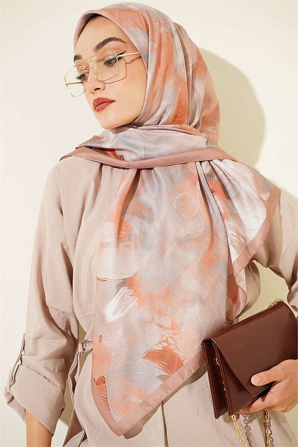120 cm Pastel Flora Scarf Latte