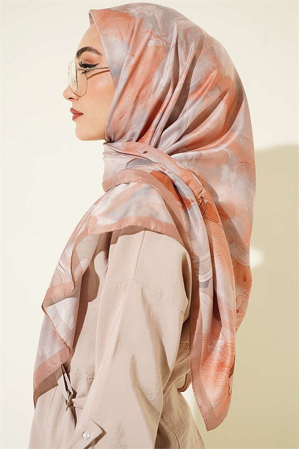 120 cm Pastel Flora Scarf Latte