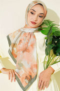 120 cm Pastel Flora Scarf Emerald
