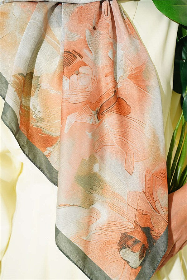 120 cm Pastel Flora Scarf Emerald