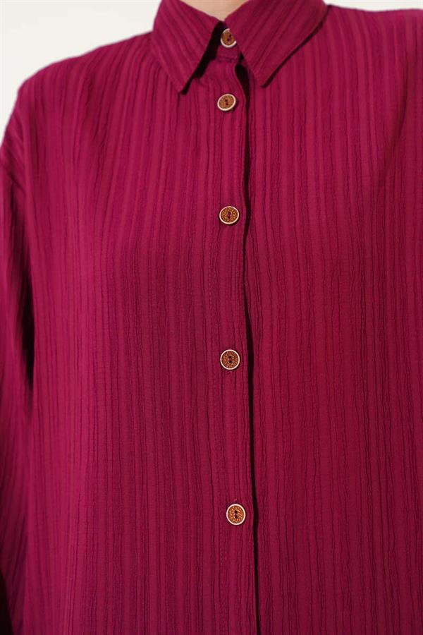 Tree Bark Long Shirt Claret Red