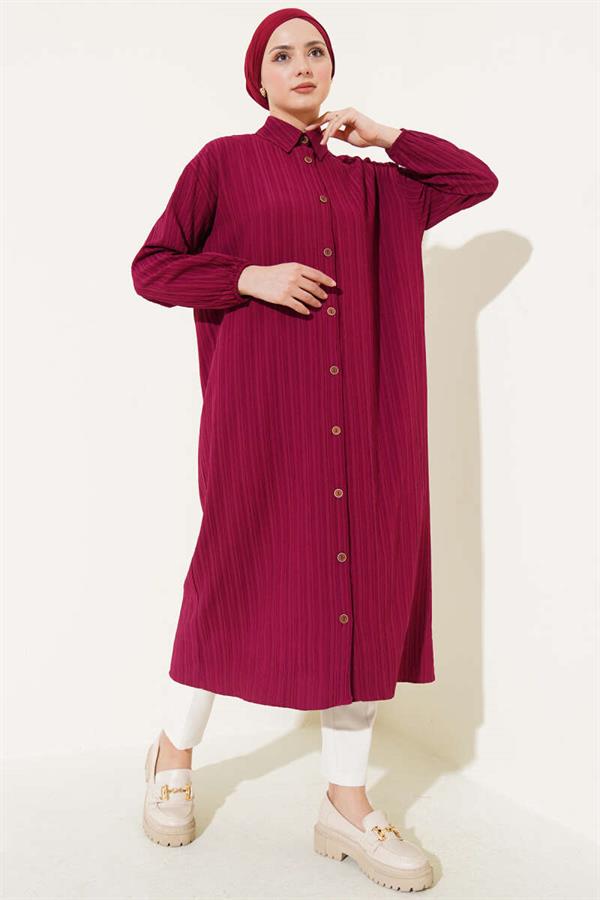Tree Bark Long Shirt Claret Red