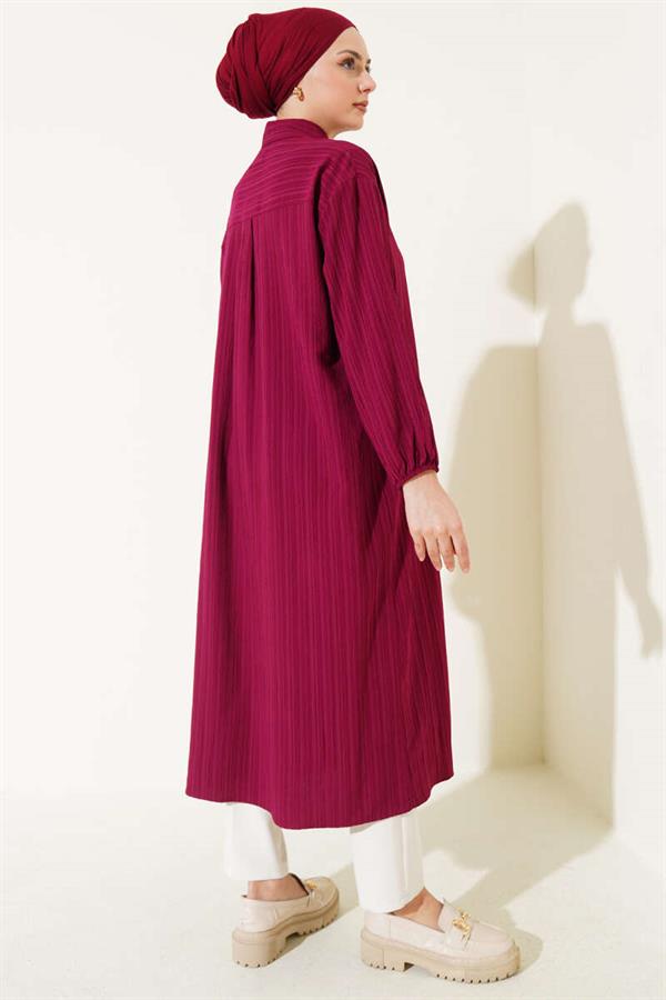 Tree Bark Long Shirt Claret Red